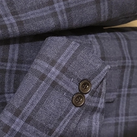 7Y Next Navy Blue Skinny Fit Check Blazer - Picture 6 of 11